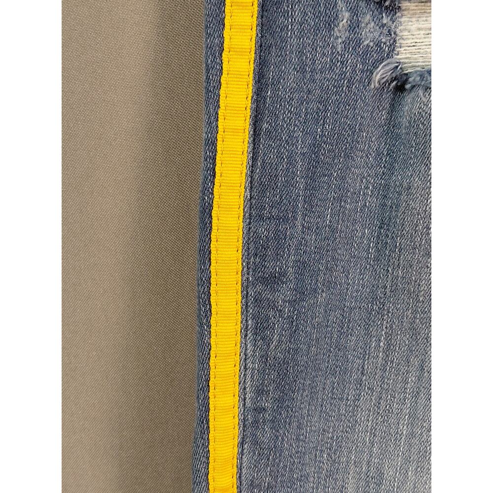 Express Ankle Legging Mid Rise Yellow Stripe Blue Jeans Women Size 4R - Picture 13 of 16